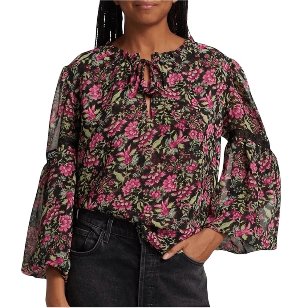 NWT MISA Los Angeles Flora Fuschia Alicia Top - Sz M